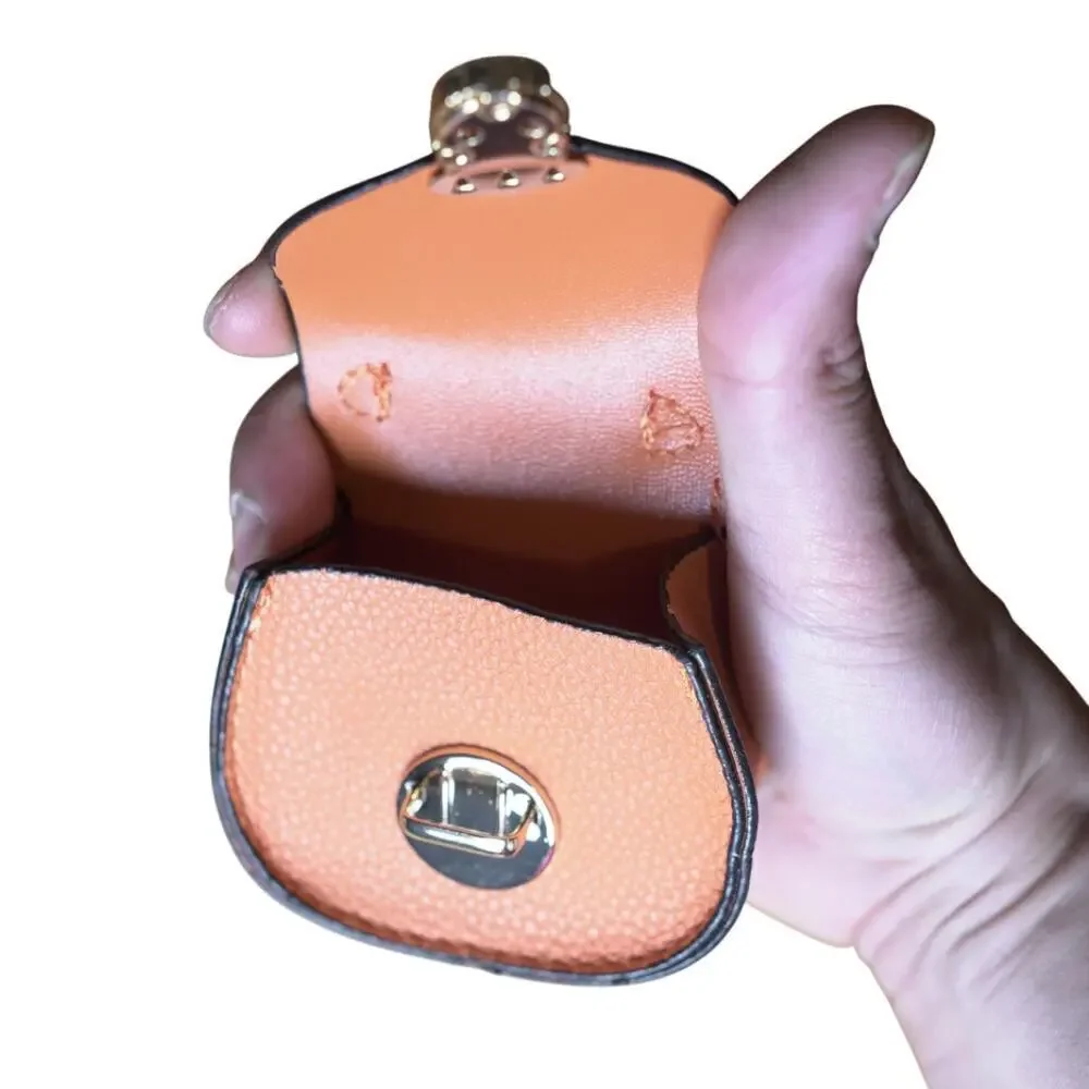 Bag Keychain Bag Charm Change Pouch Coin Purse Push Lock Clasp Orange Feminine